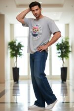 تیشرت مردانه طوسی چاپ رنگی