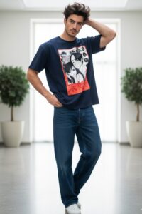 تیشرت سرمه ای چاپ کره ای