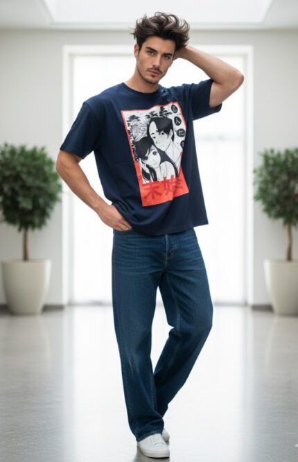 تیشرت سرمه ای چاپ کره ای