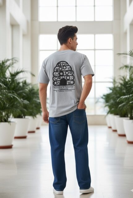 پشت تیشرت طوسی مردانه 2