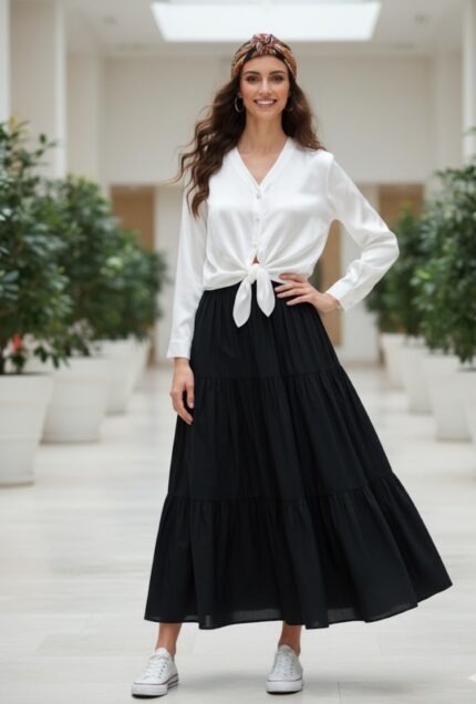 شومیز ساتن جلو گره ای