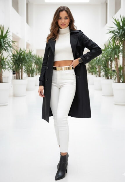 بارانی سرمه ای براق