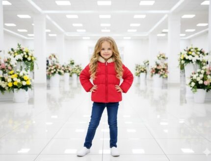 کاپشن قرمز توخزدار بچه گانه